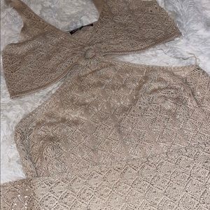 Crochet like beige colored dress!